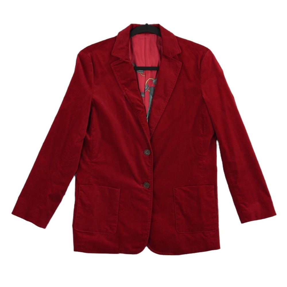 New J.McLaughlin Blazer Women's Medium Red Corduroy Two Button Jacket